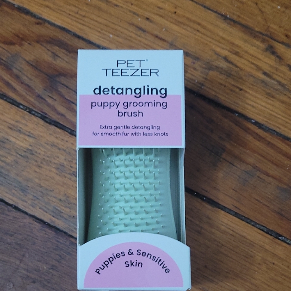 Green Dog Grooming Brush with Textured Grip